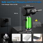 Compressed Air Duster-3 Gear justable 100000RPM Electric Air Duster with LED Light, Rechargeable Cordless Air Blower for Keyboard Electric Devices Cleaning. Replaces Compressed Air Cans (Black)