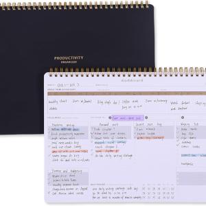 ZERONE CENTRE Productivity Weekly Planner - 54 Sheets Dashboard Spiral Deskp Has 6 Focus Areas to List Tasks for Goals, Projects, Clients, Acemic, or Shopping-Organize Your Daily Work Efficiently