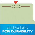 Pendaflex Recycled Classification File Folders, 2 Dividers, 2" Embedded Fasteners, 2/5 Tab Cut, Letter Size, Light Green, Box of 10 (24076R)