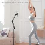 Tablet Floor Stand, 360-degree Rotatable Metal Tablet Stand Holder, justable Kindle Holder, Universal Phone Stand for iP/iPhoneX/iP Pro or Other 4.7~12.9 Inch-Screen Devices (Black)