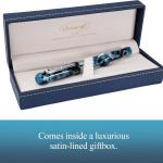 Conklin Mark Twain Crescent Filler Fountain Pen - Blue Array with Chrome Trim - Fine Nib - Luxury Writing Instrument