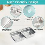 Stainless Steel Snack Containers, 6-Pack Reusable Grab and Go Containers with Leakproof Lids, Dual Compartment Bento Box for Travel, Camping & Lunch Prep