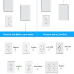 Flat Extension Cord with Outlet Cover, Flat Plug Power Strip with 6 Outlets and 3 USB Ports, 2000 Joules Surge Protector, 5 FT Cord Hidden Outlet Extender for Tight Spaces, White