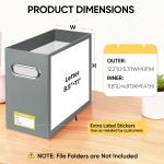 BALEINE File Organizer Box, Cardboard File Folder Organizer with Handle for Letter Size, Portable Collapsible Hanging Filing Box for Home Office Document Storage (2 Pack, Grey)