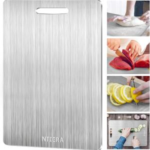 New Titanium Cutting Board-Stainless Steel Cutting Boards for kitchen,Double-Sided Food Gre Non Toxic Cutting Board,Chopping Boards Necessities for Home Outdoor Camping Meal Prep,Easy to Clean （S）