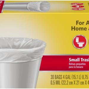Gl Trash Bags, Small Garbage Bags - 4 Gallon White Trash Bag - 30 Count