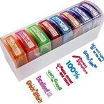 Teacher Stamps for Gring Classroom,Parent Signature Teacher Self-Inking Stamp Set for Homework Teacher Supplies with 8 pcs