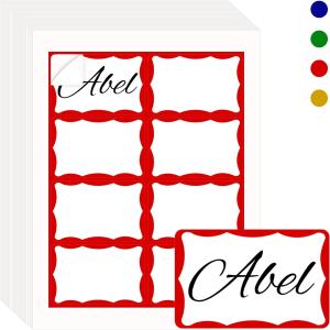 Name Tag Stickers,Printable Name Labels 200pcs,3.5" x 2.25"dress Labels, 8.5" x 11 "Computer Size Paper Lables Stickers for Laser/Inkjet Printer (Red, 3.5" x 2.25")