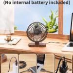 SWEETFULL 6.5 Inch USB Small Desk Fan, 3 Speeds Quiet Portable Desktop Table Fan, 360° justment Personal Mini Fan for Home Office Car Outdoor Travel (Black wood grain)