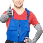 Sintege 2 Pairs Anti Cut Protective Sleeves Arm Sleeves Safety Cut Resistant Gloves(Black, Gray)