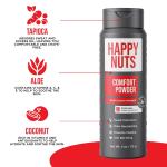 HAPPY NUTS Comfort Powder Deodorant For Men: Anti-Chafing Sweat Defense, Odor Control, Aluminum-Free, Perfect Stocking Stuffer Gift for Men's Private Parts 6 oz (1 Pack), Original Scent