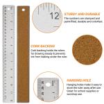 Stainless Steel Metal Ruler with Non-Slip Cork Back for Home Improvement, Planner Accessories, College School Supplies, Drafting Tools, Architecture Supplies, 30.5 Centimeters & 12 inches