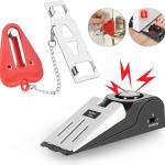 MBBEST Portable Door Lock & Door Stop Alarm,Dual Protection Security Devices Pocket Door Stopper Self Defensey Tools for Hotel Travel Home Apartment House, Red/Black