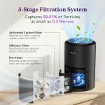 AROEVE Air Purifiers for Bedroom Home, Air Purifier For Smoke Pollen Dander Hair Smell Air Cleaner with Sleep Mode Speed Control For Bedroom Office, MK01- Black(Available for California)