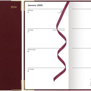 Letts of London Classic Slim Week to View Planner with Monthly Planners, 8.63-inch Length, Burgundy, Office and School Supplies