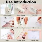 Marspark Office Desk Accessories 12 Pcs Office Supplies Set 360° Rotating Pen Holder, Stapler, Tape Dispenser, Scissor, Sticky Notes, Binder Clips, Desk Organizers Gift for School (Beige)