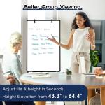 Magnetic Whiteboard Easel, 36"x24" Height justable Dry Erase Board with Stand, Large Aluminium Frame White Board for Teaching, Flipchart Standing Writing Board for Office，Home (Black)