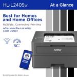 Brother HL-L2405W Wireless Compact Monochrome Laser Printer with Mobile Printing, Black & White Output | Includes Refresh Subscription Trial(1), Works with Alexa