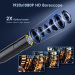 Industrial Endoscope Borescope Camera with Light, 4.3'' HD Digital Handheld Waterproof Sewer Tools Snake Inspection Camera with 8 LED Lights 16.5FT Semi-Rigid Cable, Ggets for Men