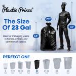 23 Gallon Trash Bags, 1 Mil Black Waste Bags, Fits Slim Jim 23 Gal Trash Cans, 29" x 44" Tall Garbage Trash Can Liners 200 Pack