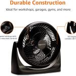 Basics Air Circulator Fan, Desk Fan for Bedroom, Home and Office, With 90-Degree Tilt He, 3 Speed Settings, Lightweight (4.2 LBS), 70 Watts, Black, 14.8"Wx7.6"Dx14.1"H