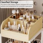 Makeup Organizer Cart with Drawers, Make up Organizers for Vanity, Floor Skincare Organizers- for Cosmetics, Nail Polish, Art Supply, Bathroom Vanity Desktop Organizer (White)