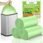 Biodegrable Small Trash Bags 4 Gallon, 105 Counts Unscented Bathroom Trash Bags, Easy Tearing Small Garbage Bags for Bathroom Bedroom Office, Green