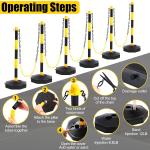 12 Pack Traffic Delineator Post Cones Include Fillable Base Expandable Traffic Safety Barrier 5 Feet Plastic Chain, Industrial Safety Cones Construction Cones for Parking Lot (Yellow and Black)