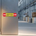 5 Pack Stop Look Out for Forklift Traffic Floor Sticker 24 × 6 Inches Caution Warning Safety Sign Self hesive Vinyl Waterproof Anti-Slip Signage for Construction Site Warehouse Workplace