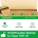 EcoDispose Precut POP UP Deli Paper Sheet Pack of 200, Interfolded Heavy Paper for Food Wrap and Serving (12" x 10-1/2", Kraft）