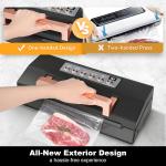 5.0 Precision Food Vacuum Sealer Machine, Commercial Full Automatic Vacuum Sealer Machine, Deluxe Powerful Vacuum Sealing System, Double Heat Seal, Built-in Cutter&Storage, 2 Bag Rolls&Hose,Sous Vide