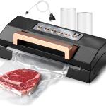 5.0 Precision Food Vacuum Sealer Machine, Commercial Full Automatic Vacuum Sealer Machine, Deluxe Powerful Vacuum Sealing System, Double Heat Seal, Built-in Cutter&Storage, 2 Bag Rolls&Hose,Sous Vide
