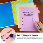 HABGP 16Pcs/2 Set 3 Ring Binder Dividers with Tabs, 8 Color Tab Divders for 3 Ring Binder, Plastic Pastel Page Folder Dividers Sheet Protectors, Three Ring Binder Index Dividers for Notebook