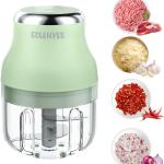 Vegetable Chopper, Electric Garlic Chopper, 250ML USB Rechargeable Mini Blender, Powerful Small Food Processor, Blender to Vegetable, Wireless Food Cutter for Ginger, Chili, Fruit, Meat, etc（Green）