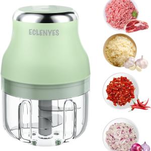 Vegetable Chopper, Electric Garlic Chopper, 250ML USB Rechargeable Mini Blender, Powerful Small Food Processor, Blender to Vegetable, Wireless Food Cutter for Ginger, Chili, Fruit, Meat, etc（Green）