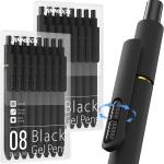 16Pcs Black Gel Pens - 0.7mm Medium Point Black Ink Pens | Smooth Writing - Quick Drying Retractable Pen for Men Women (Black - 16Pcs)