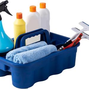 Matthew Large Plastic Tote Tool & Deluxe Supply Cleaning Cdy with Handle Portable Shower Basket Storage Cdy for Cleaning Products Organizer,Take-Out Coffee/Soft Drink,Bath Multi Use - Blue