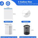 Small Trash Bags 4 Gallon, 360 Count -1.2 Mil Drawstring Mini Garbage Bags, White Plastic Trash Can Liners for Bathroom Accessories, 15 Liter, Bedroom, Dorm Room Essentials, Office