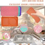 4 Pack Stainless Steel Snack Container with Spoon and Fork,Snack Containers with Silicone Lids,Compartment Reusable Leak-Proof Design for Outdoor Camping Portable Food Storage