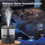 KZF Top Fill Humidifiers for Bedroom & 60H Runtime - Cool Mist Humidifier, 3 Mist Levels, 8H Timer, Essential Oil Tray, Humidity Display, Quiet for Bedroom, Baby, Plants, Large Room (Black, 4L)