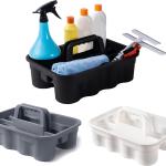 Matthew 3 Pack Large Plastic Tote Tool & Deluxe Supply Cleaning Cdy w/Handle Portable Shower Basket Storage Cdy for Cleaning,Take-Out Drink,Bathrooms - Black&Gray&White