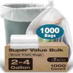 Small Trash Bags 2-4 Gallon Trash Bag 1000 Count Super Value Small Garbage Bags Bathroom Mini Trash Bags Unscented, Clear Wastebasket Bin Liners, Plastic Bags