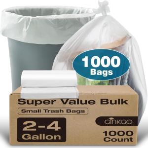Small Trash Bags 2-4 Gallon Trash Bag 1000 Count Super Value Small Garbage Bags Bathroom Mini Trash Bags Unscented, Clear Wastebasket Bin Liners, Plastic Bags