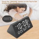 DreamSky Digital Alarm Clocks for Bedrooms - Wooden Desk Clock with Date, Day of Week, USB Port, Temperature, Dimmer for Bedside Table, Living Room, Office, justable Volume, Auto DST, Wood Decor