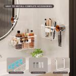 2 Pack Hair Tool Organizer,hesive Hair Dryer Holder Cabinet Door/Wall Mounted justable Height Blow Dryer Holder Under Sink Bathroom Hair Appliance Organizer and Storage Countertop(White)