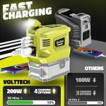 Real 200W Power Inverter Compatible with Ryobi 18V Battery, 18V to 110V-120V, Portable Phone Charger with USB Charger apter, 2 USB Ports & 1 Type-C & 1 AC Outlet (No Battery)