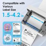 Bluetooth Thermal Shipping Label Printer, 4x6 Portable Thermal dress Label Printer for Small Business, Compatible with iPhone,Android,Windows,Mac–Works with Ebay Shopify USPS&More, White
