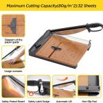 12'' Wood Guillotine Paper Cutter, Heavy Duty Wood Base Paper Trimmer with 32 Sheets Capacity Paper Cutting Board for Classroom, Crafting, Cardstock, Art Projects