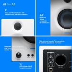 PreSonus Eris 3.5 Studio Monitors (White), Pair — 3.5" Inch Powered Bookshelf Speakers, Stereo, Desktop Computer, Near Field Music Production, Audio Mixing Recording