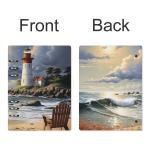 DWVSFJM Sea Lighthouse SandbeachPu Leather Notebook, Waterproof Wear-Resistant Spiral Notebook,A5 Hardcover Notebooks 90 Sheets Perfect For Office Home Supplies